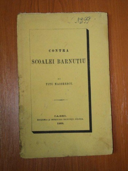 CONTRA SCOALEI BARNUTIU de TITU MAIORESCU  1868