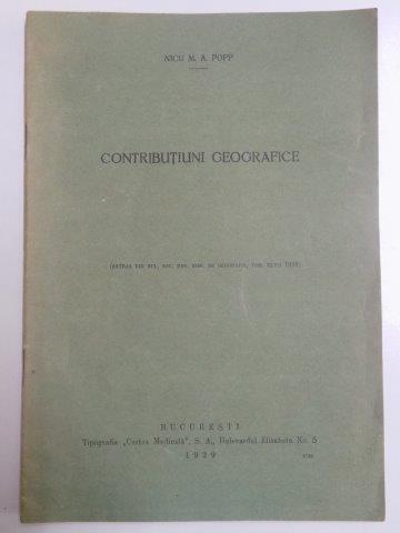 CONTRIBUTIUNI GEOGRAFICE de NICU M. A. POPP  1929