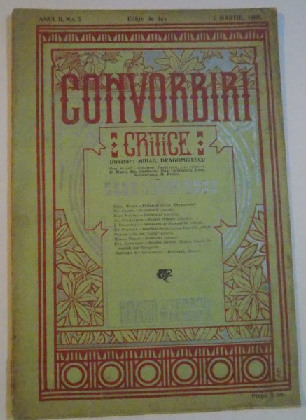 CONVORBIRI CRITICE , ANUL II , NR.5 , 1 MARTIE 1908