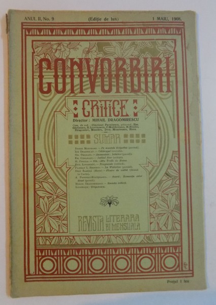 CONVORBIRI CRITICE , ANUL II , NR.9 , 1 MAIU 1908