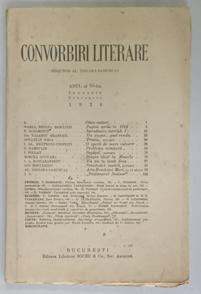 CONVORBIRI LITERARE , 1924 , REVISTA