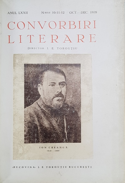 CONVORBIRI LITERARE , ANUL LXII , NUMERELE 10 - 11 - 12 , OCT.  - DEC . 1939