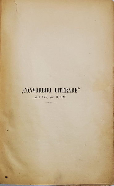 CONVORBIRI LITERARE , ANUL XXX ( COMPLET )  , COLEGAT DE 12 NUMERE ,  IANUARIE - DECEMBRIE , 1896