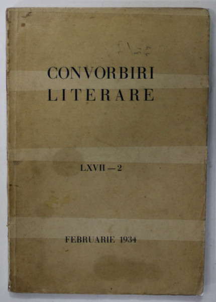 CONVORBIRI LITERARE , LXVII - 2 , FEBRUARIE , 1934