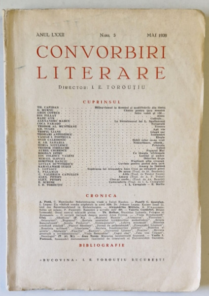 CONVORBIRI LITERARE , NR. 5 , MAI 1939