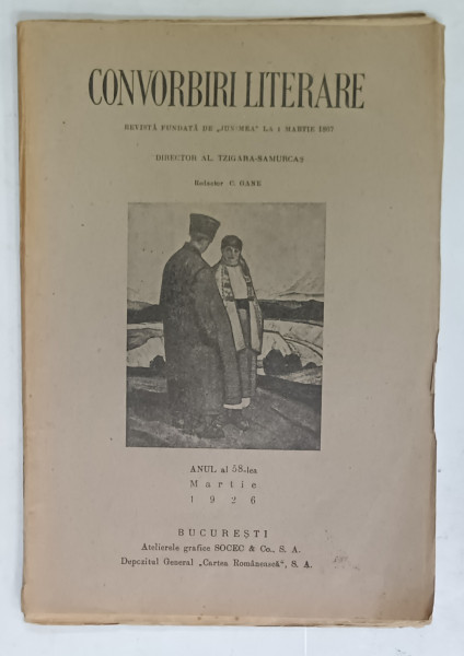 CONVORBIRI LITERARE , REVISTA FUNDATA DE ' JUNIMEA ' , ANUL 58 , MARTIE , 1926