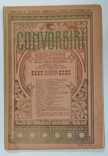 CONVORBIRI , REVISTA LITERARA BI MENSUALA , NR. 14 - 17 , 1907