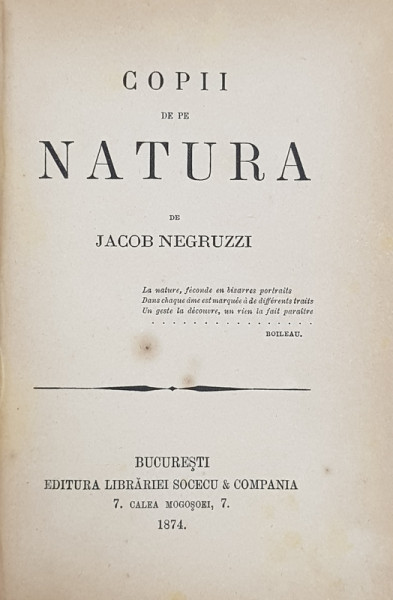 COPII DE PE NATURA de JACOB NEGRUZZI , 1874