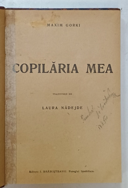 COPILARIA MEA de MAXIM GORKI , 1920