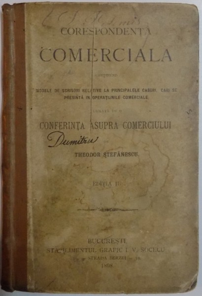 CORESPONDENTA COMERCIALA , EDITIA A II A , 1898