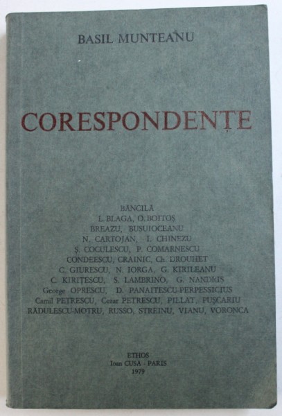 CORESPONDENTE  : BANCILA ....VORONCA de BASIL MUNTEANU , 1979