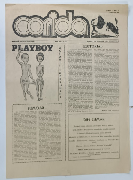 CORIDA , REVISTA INDEPENDENTA , ANUL I , NR. 1 , APRILIE 1990