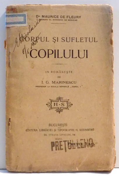 CORPUL SI SUFLETUL COPILULUI de I. G. MARINESCU, 1920