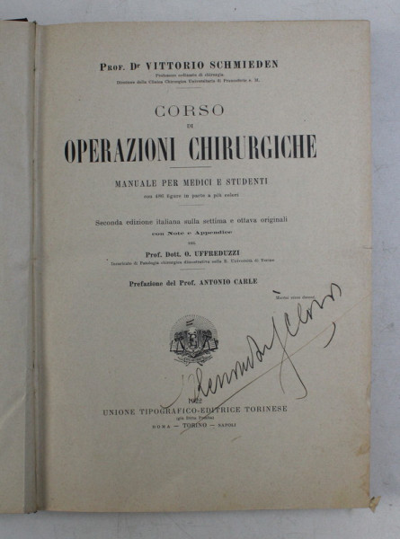 CORSO DI OPERAZIONI CHIRURGICHE di PROF . DR . VITTORIO SCHMIEDEN , 1992