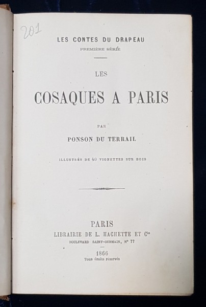 COSAQUES A PARIS par PONSON DU TERRAIL - PARIS 1866