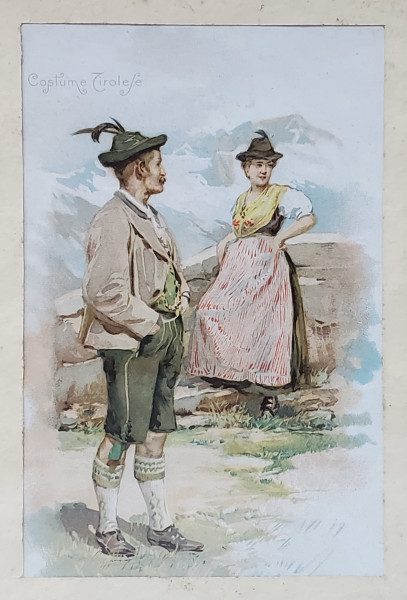 Costume traditionale din zona Tirol, Cromolitografie