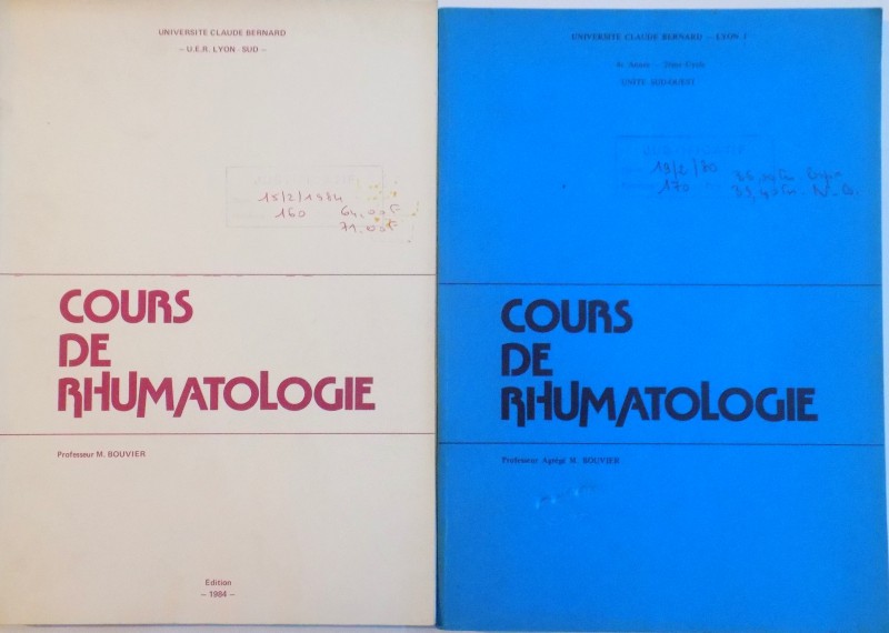 COURS DE RHUMATOLOGIE, VOL. I - II de M. BOUVIER, 1984