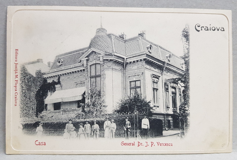 CRAIOVA  - CASA DR. J.P. VERCESCU , CARTE POSTALA ILUSTRATA , MONOCROMA, CIRCULATA , CLASICA , DATATA 1901