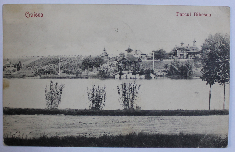 CRAIOVA  - PARCUL BIBESCU , CARTE POSTALA ILUSTRATA , MONOCROMA, CIRCULATA , INCEPUT DE SECOL XX