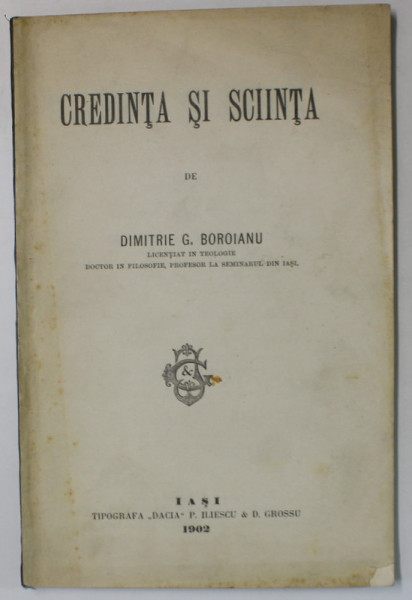 CREDINTA SI SCIINTA de DIMITRIE G. BOROIANU , 1902