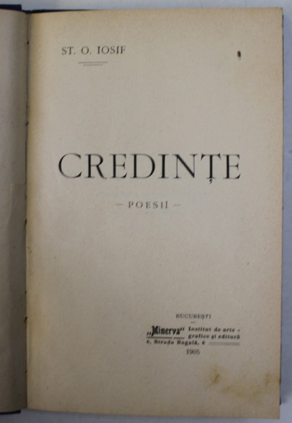 CREDINTE de ST. O. IOSIF , poesii , 1905