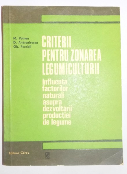 CRITERII PENTRU ZONAREA LEGUMICULTURII , 1977