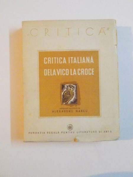 CRITICA ITALIANA , DELA VICO LA CROCE , 1941