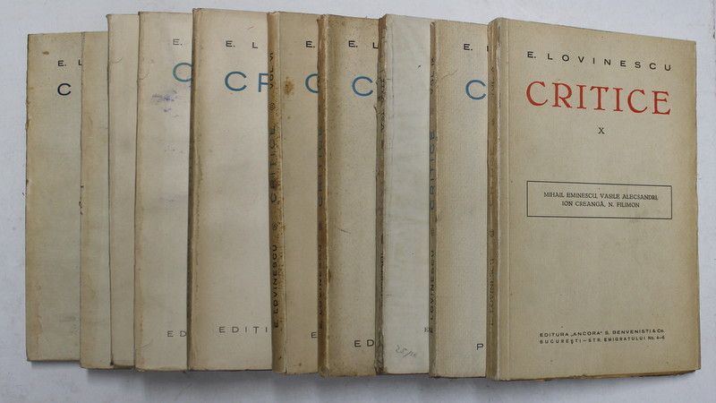 CRITICE , VOL. I - X de E. LOVINESCU , 1920