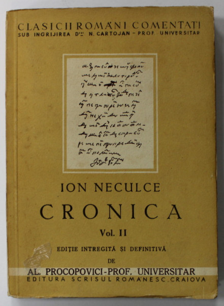 CRONICA de ION NECULCE , VOLUMUL II , 1942
