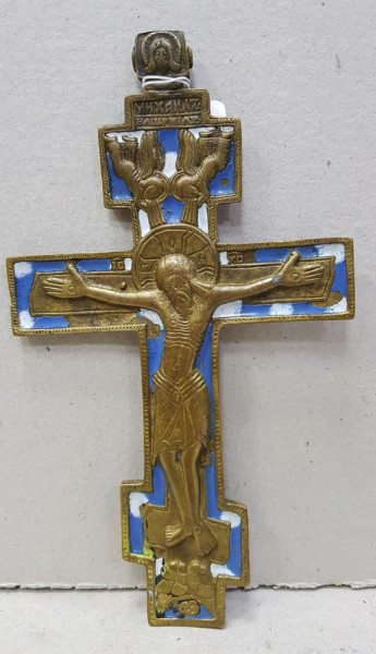 Crucifix din bronz si email, Rusia cca. 1900
