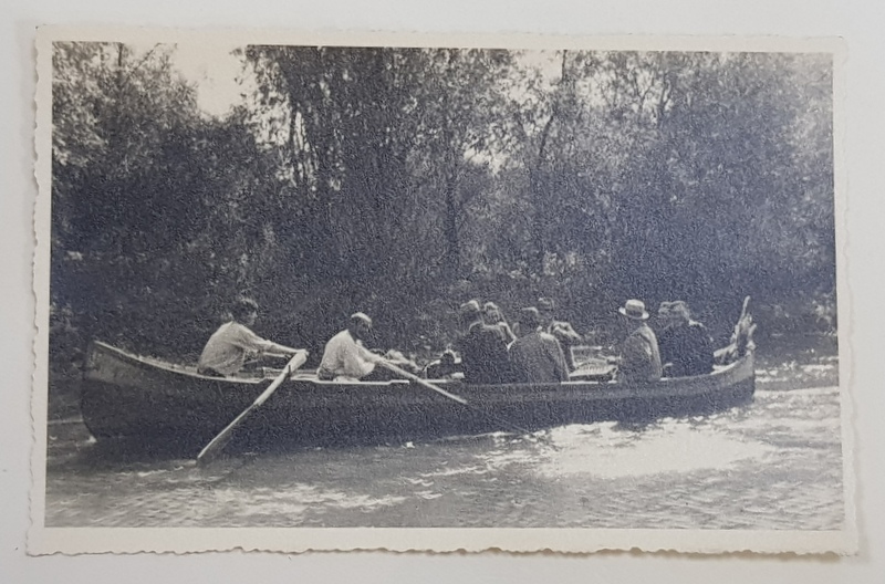 CU BARCA IN BALTILE BRAILEI , FOTOGRAFIE TIP CARTE POSTALA , 1934