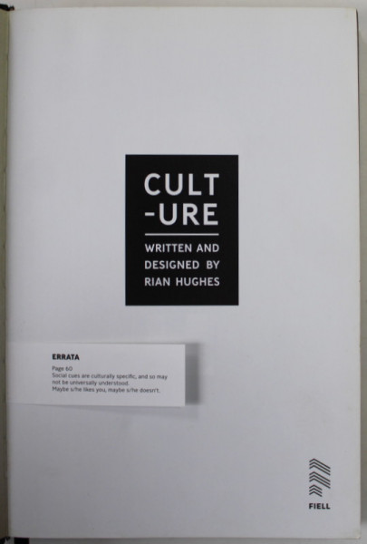 CULT - URE , written and designed by RIAN HUGHES , ANII '2000 , COPERTA CU DEFECTE