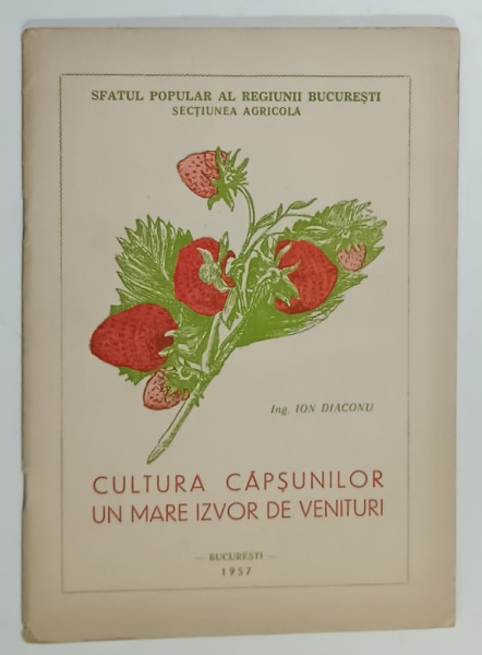CULTURA CAPSUNILOR , UN MARE IZVOR DE VENITURI de ION DIACONU , 1957