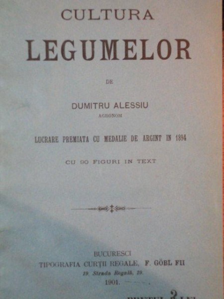 CULTURA LEGUMELOR de DUMITRU ALESSIU ,