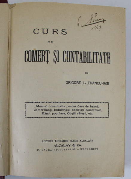 CURS DE COMERT SI CONTABILITATE , EDITIA A II A , 1914
