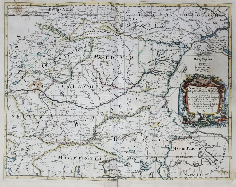 Cursul Dunarii de la Belgrad la Marea Neagra, Giacomo Cantelli Vignola, 1684