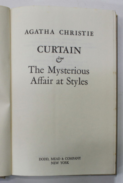 CURTAIN and THE MYSTERIOUS AFFAIR AT STYLES by AGATHA CHRISTIE , 1975