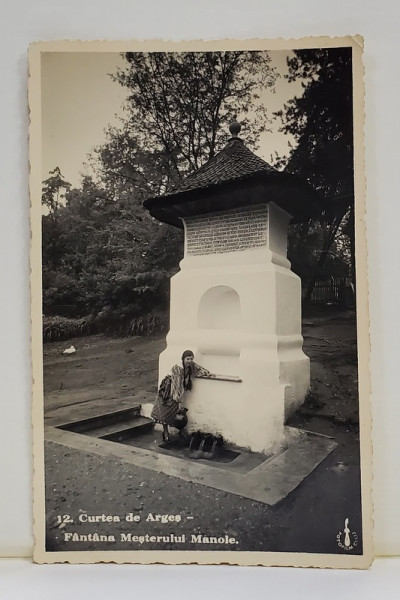 CURTEA DE ARGES , FANTANA  MESTERULUI MANOLE , FOTOGRAFIE TIP CARTE POSTALA , 1938