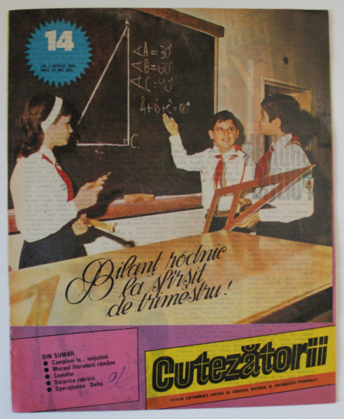 CUTEZATORII , REVISTA SAPTAMANALA EDITATA DE CONSILIUL NATIONAL AL ORGANIZATIEI PIONIERILOR , NR.14 , 1986