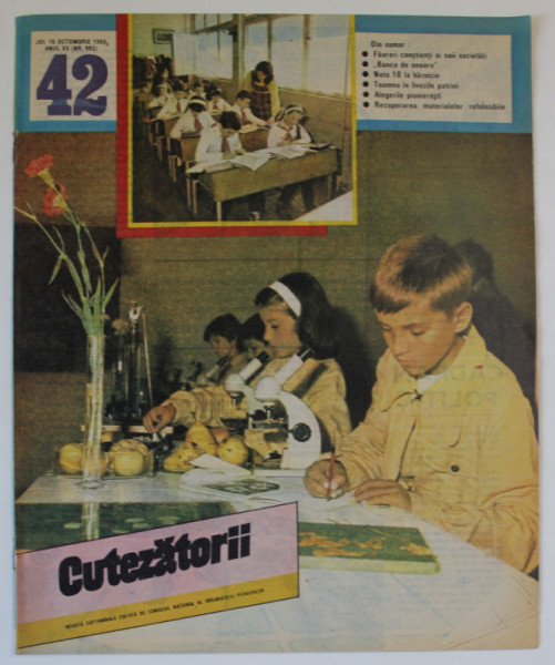 CUTEZATORII , REVISTA SAPTAMANALA EDITATA DE CONSILIUL NATIONAL AL ORGANIZATIEI PIONIERILOR , NR.42 , 1986