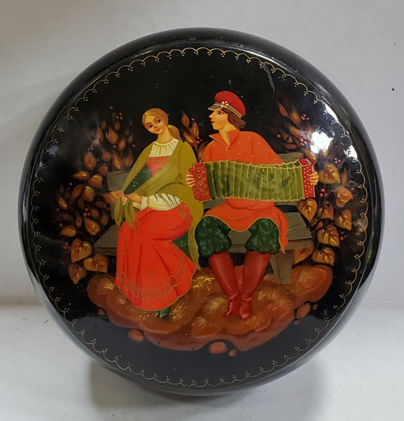 Cutie din sticla pictata manual, Rusia, Secol XX