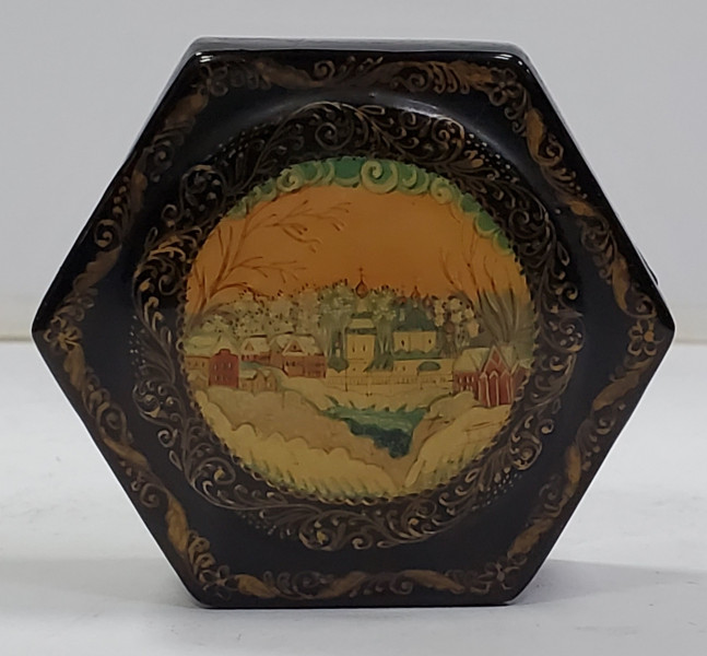 Cutie hexagonala Papier Mache, Mstera, Rusia, Secol XX