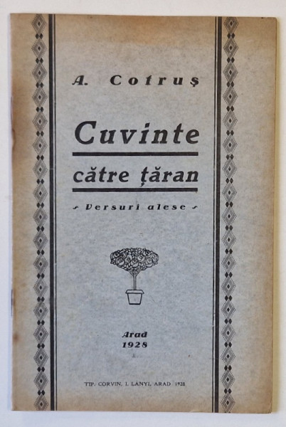 CUVINTE CATRE TARAN , versuri  de ARON COTRUS , 1928