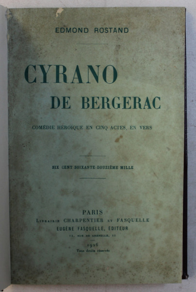 CYRANO DE BERGERAC par EDMOND ROSTAND , 1926
