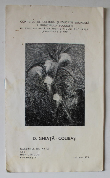 D. GHIATA - COLIBASI , CATALOG DE EXPOZITIE , IULIE , 1976