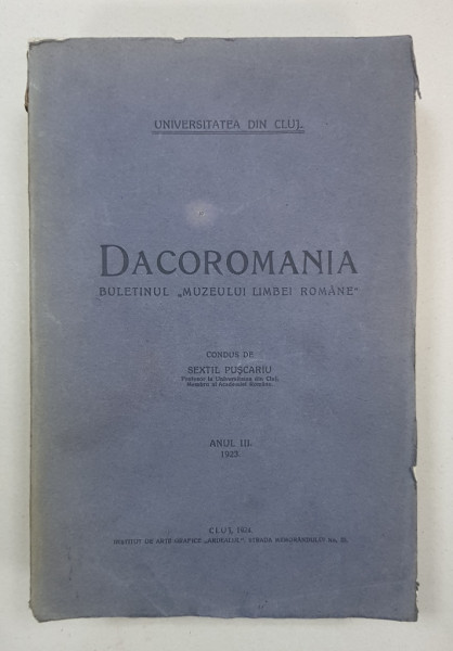 DACOROMANIA -ANUL III 1923   - CLUJ 1924