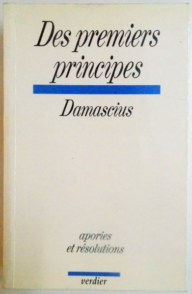 DAMASCIU . DES PREMIERS PRINCIPES ,1987