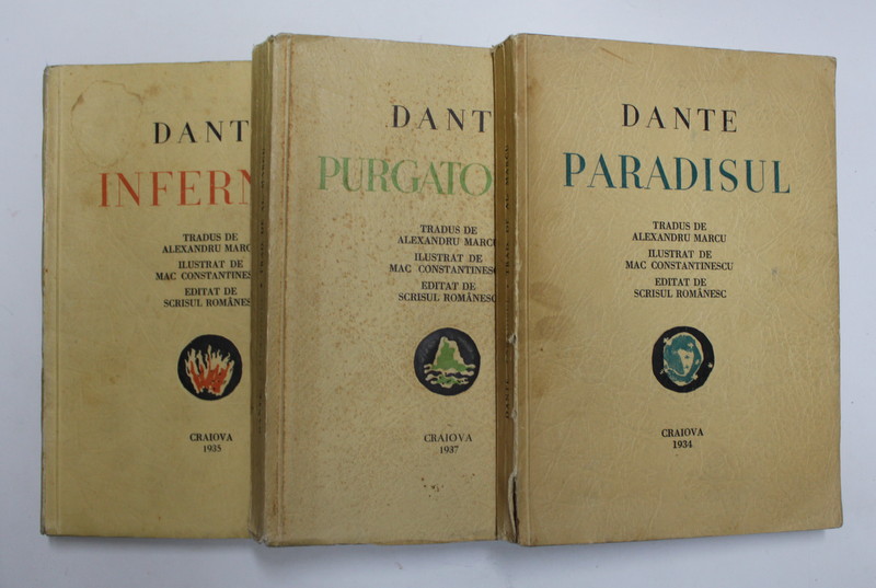DANTE- PARADISUL, PURGATORIUL, INFERNUL- CRAIOVA 1934 ,1935,1937 VOL.I-III