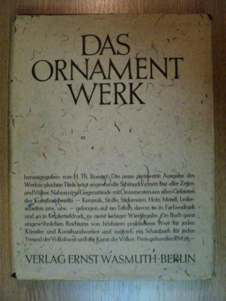 DAS ORNAMENT WERK VON H. TH. BOSSERT