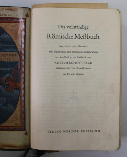 DAS VOLLSTANDIGE ROMISCHE MESBUCH , LATEINISCH AND DEUTSCH , 1961 ,  TIPARITA PE HARTIE DE BIBLIE , COTOR CU DEFECT